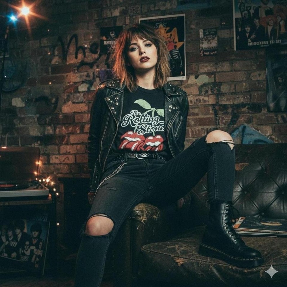 ROLLING STONES Cherry Lips Shirt XL Black Bravado Licensed Band Tee Indie Sleaze
